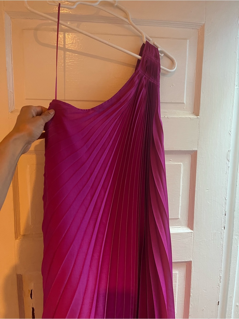 Banana republic One-Shoulder Pleated Pink Party Dress - Picture 3 of 5